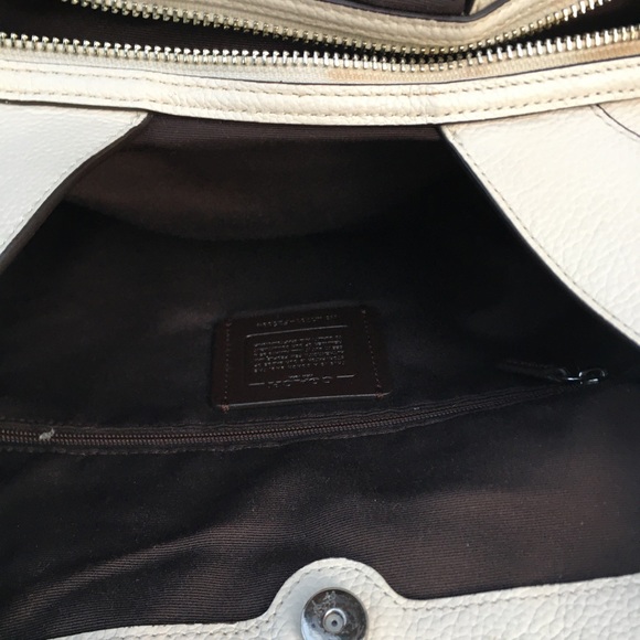 Coach Lexy Floral Pebble Leather Chain Shoulder Bag Purse Cream Flowers Large - Picture 5 of 12